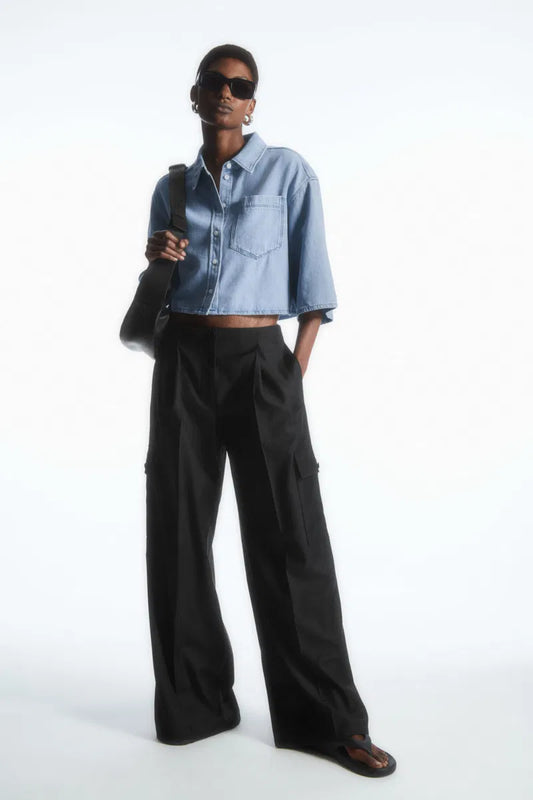 Cos Cropped Denim-skjorta