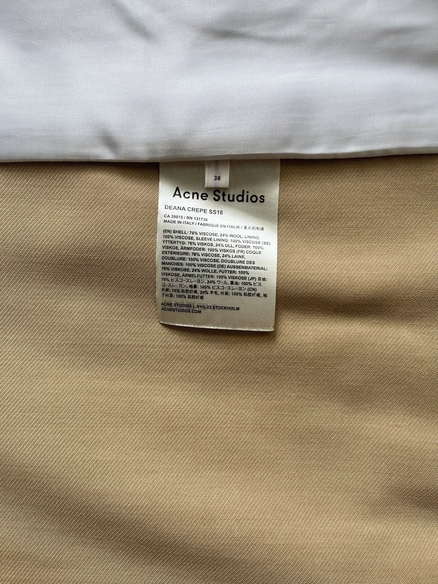Acne Studios Deana Crepe-kavaj