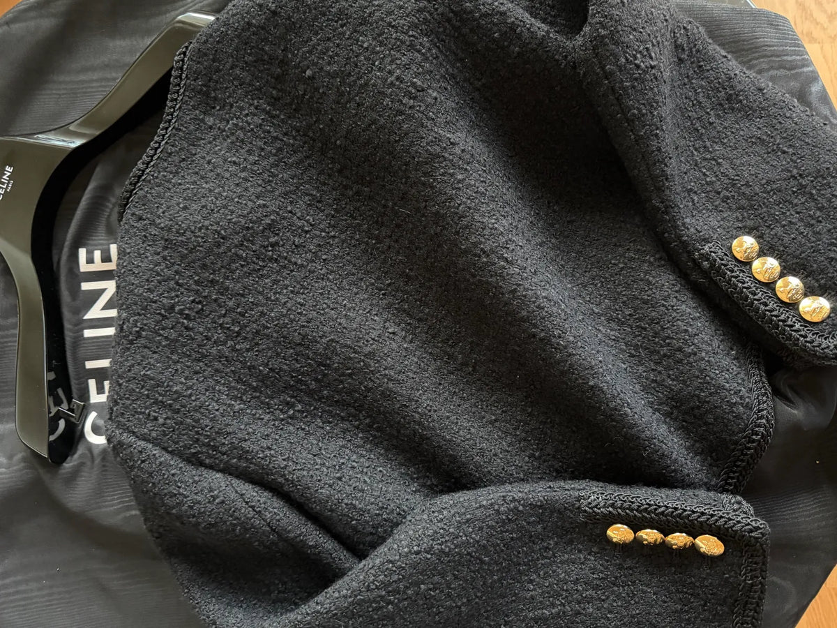 Céline Chasseur In Bouclé Tweed, 2v00c764l.38no.-kavaj NWOT