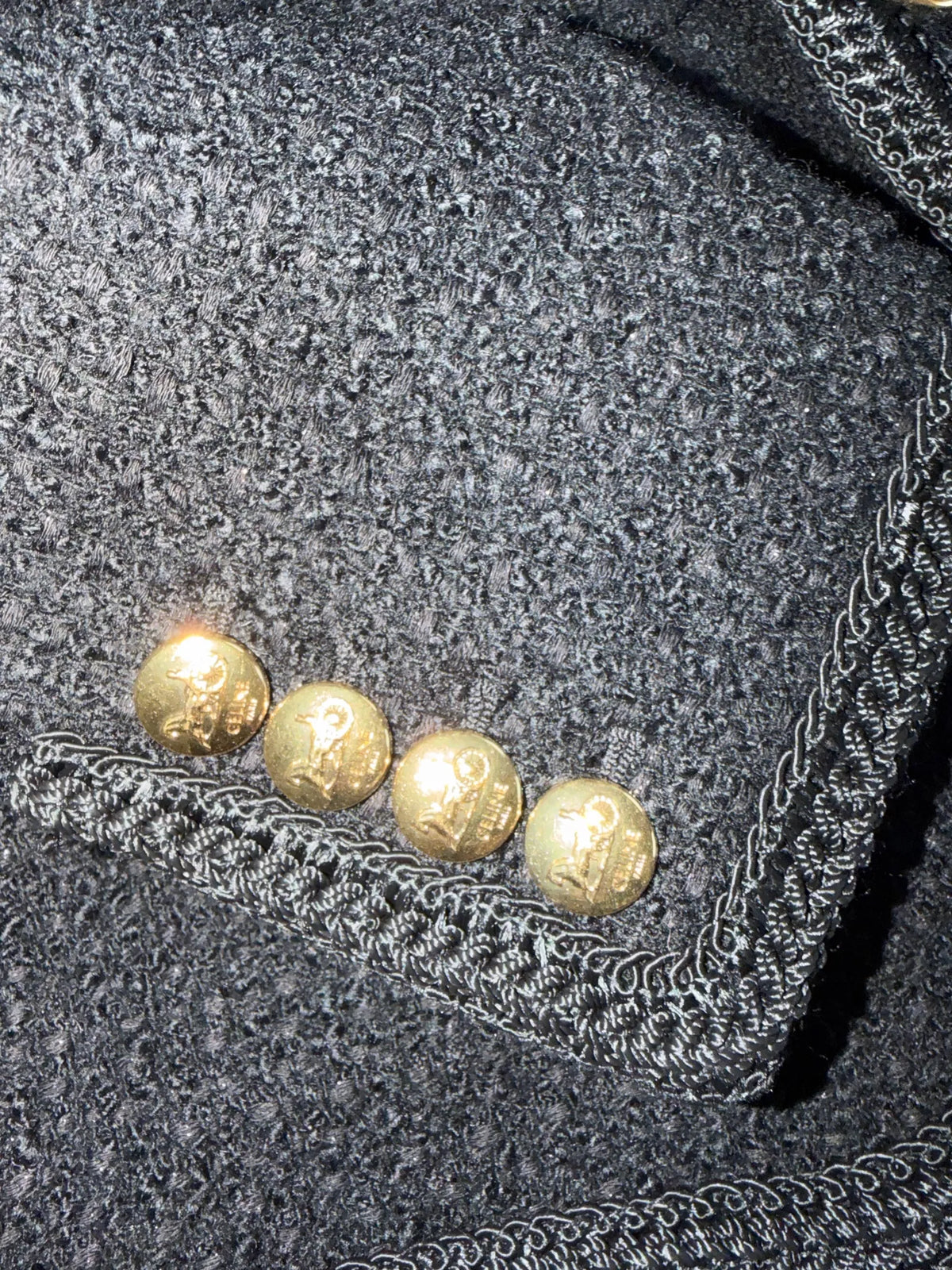 Céline Chasseur In Bouclé Tweed, 2v00c764l.38no.-kavaj NWOT