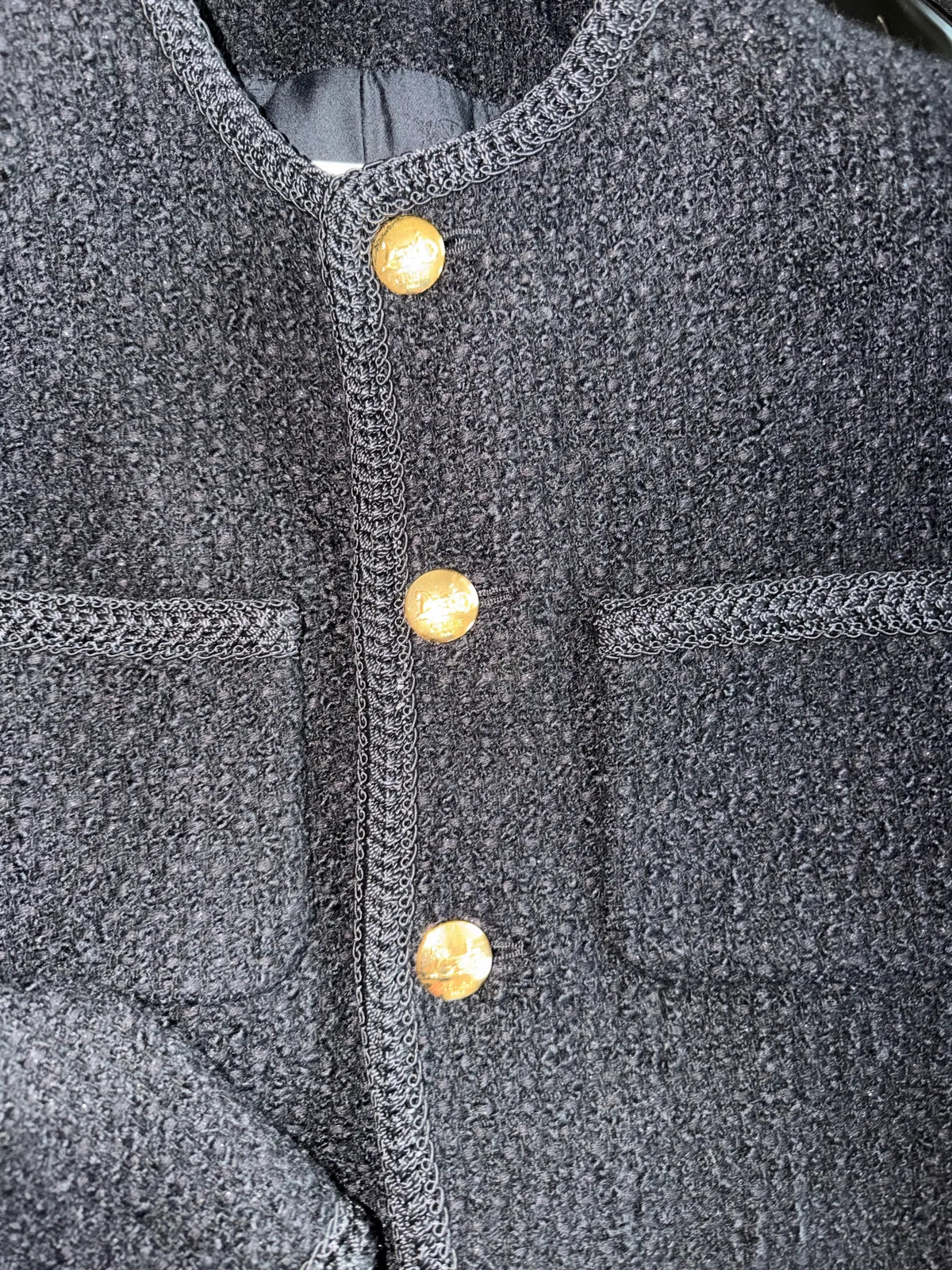 Céline Chasseur In Bouclé Tweed, 2v00c764l.38no.-kavaj NWOT