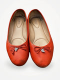 Ralph Lauren Jayna Pebbled Leather Driver Flat - Rust Orange-skinnballerinaskor