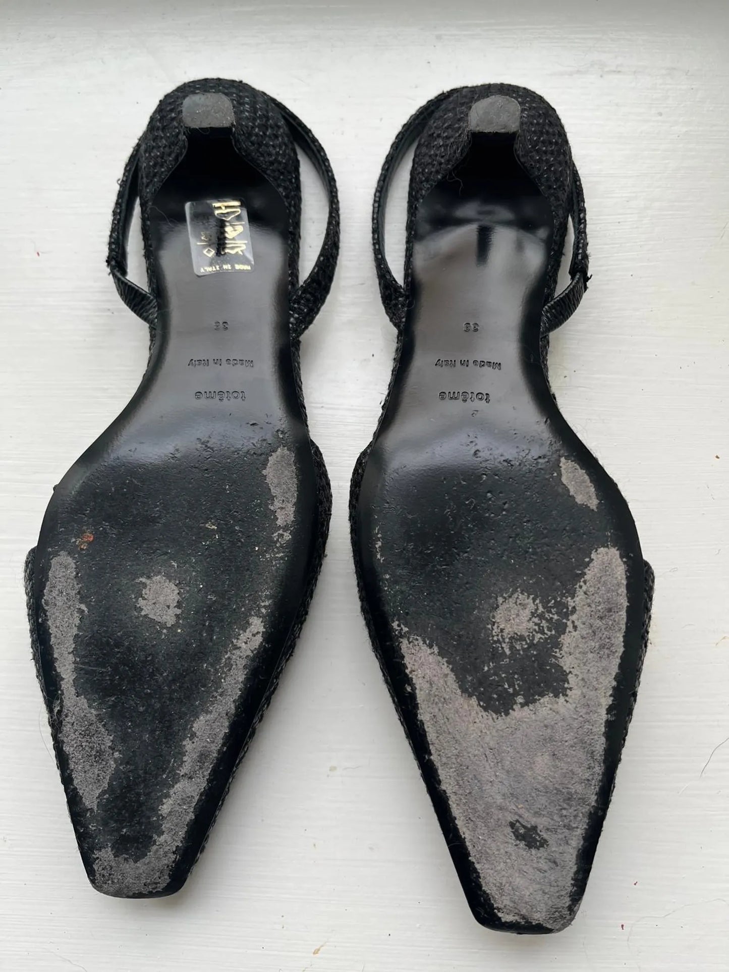 Toteme Faux Raffia Slingbacks-klackar