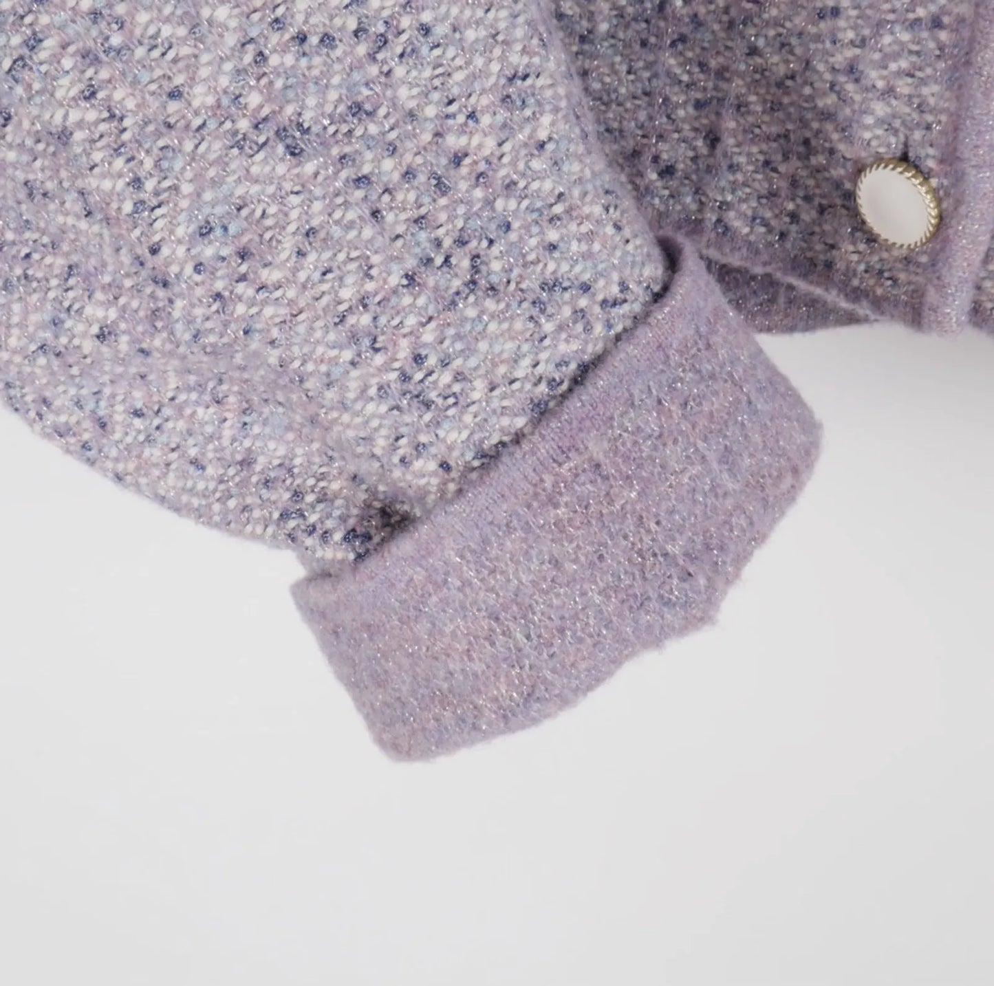& Other Stories Metallic Tweed Lilac Crop Blazer