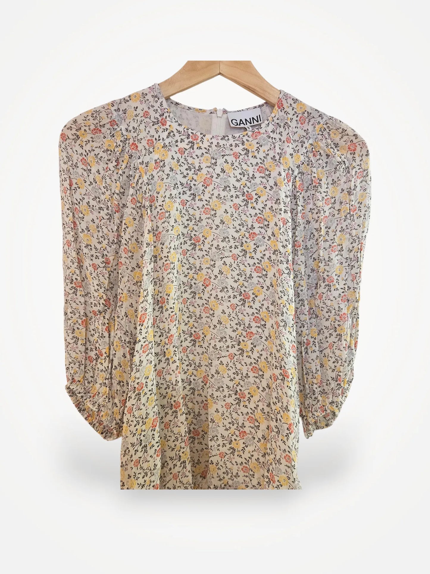 Ganni Georgette Floral Print-blus