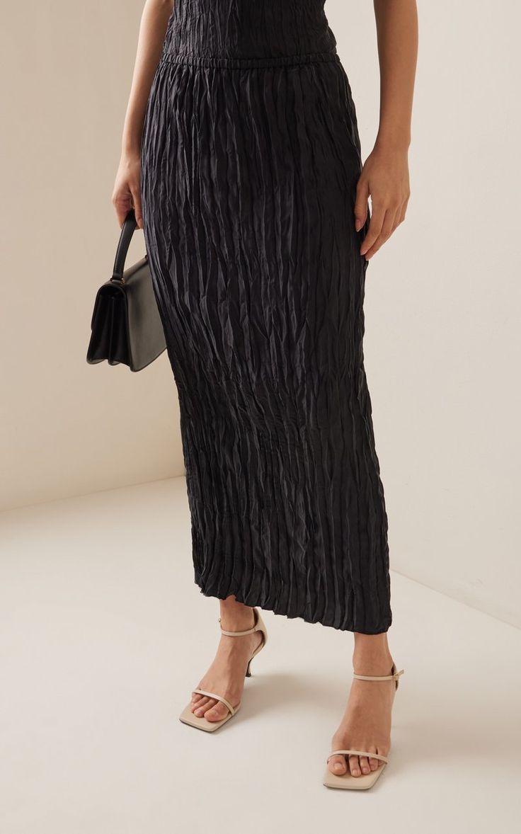 Toteme Crinkled Silk Slip Skirt