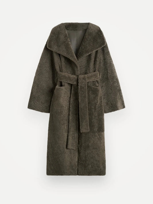 Toteme Shearling Wrap Cement Geeen Coat