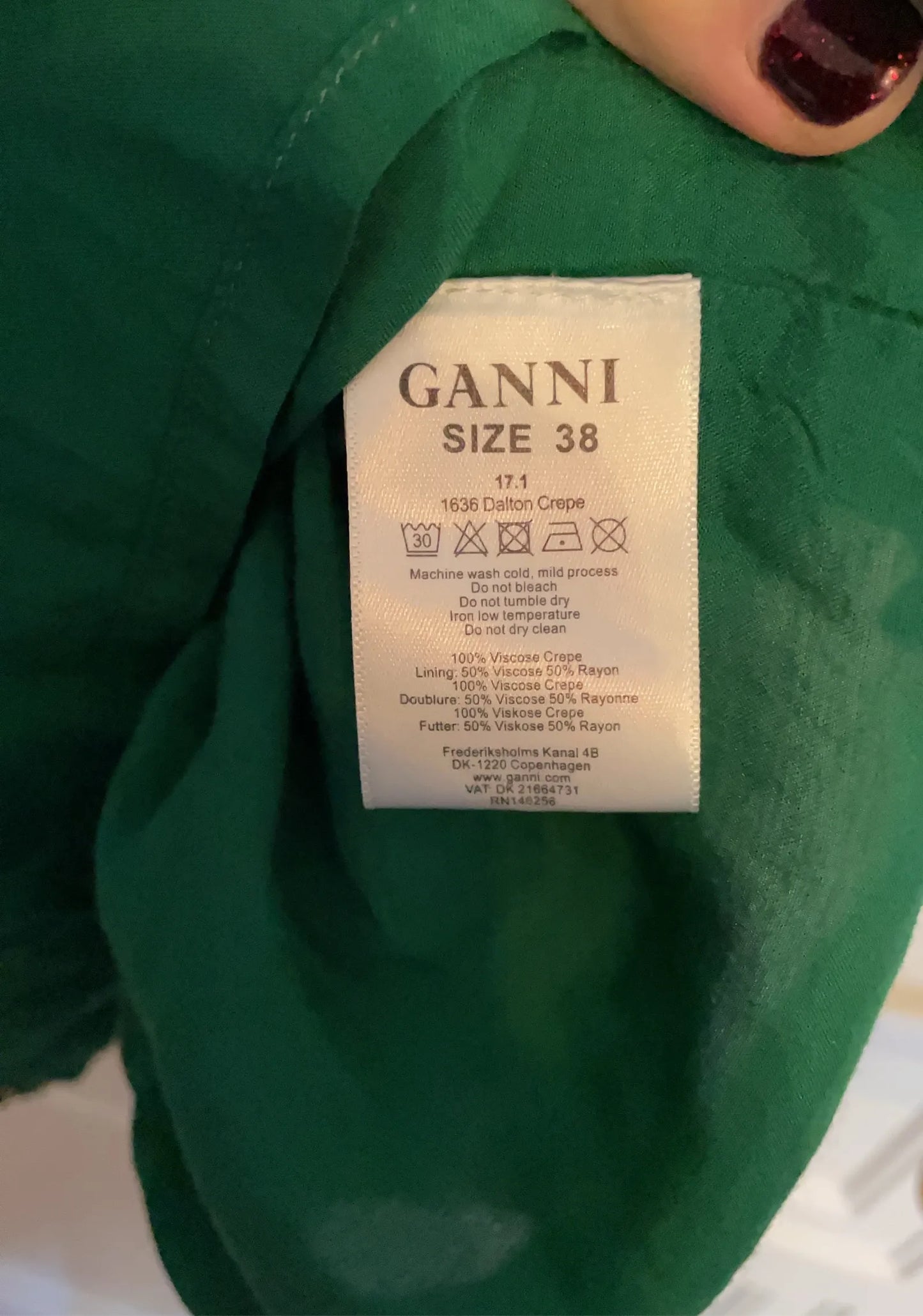 Ganni Dalton Crepe I Verdant Green Dress
