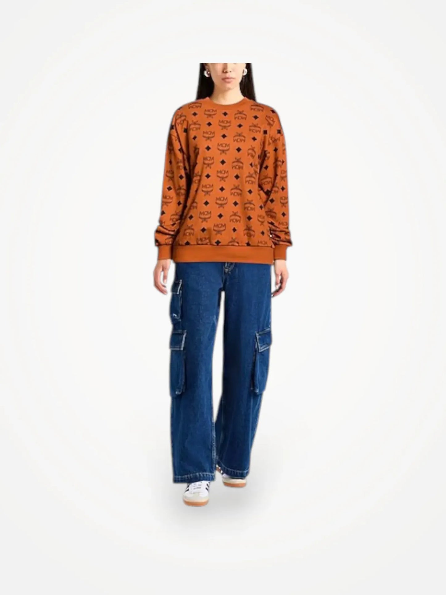Mcm Maxi Monogram Print In Cognac Sweatshirt