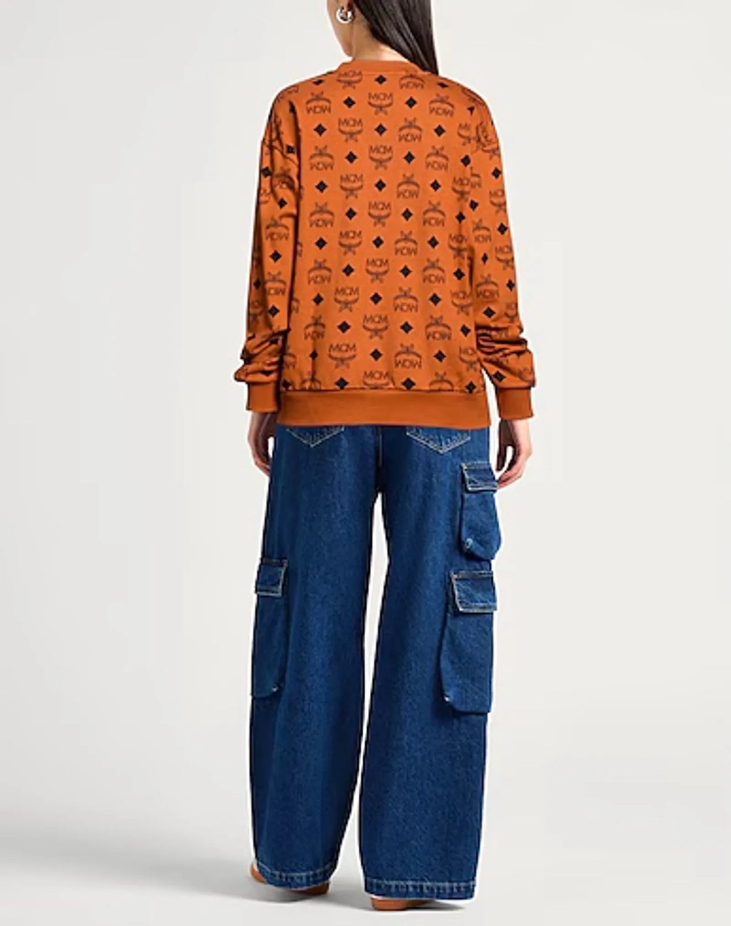 Mcm Maxi Monogram Print In Cognac Sweatshirt