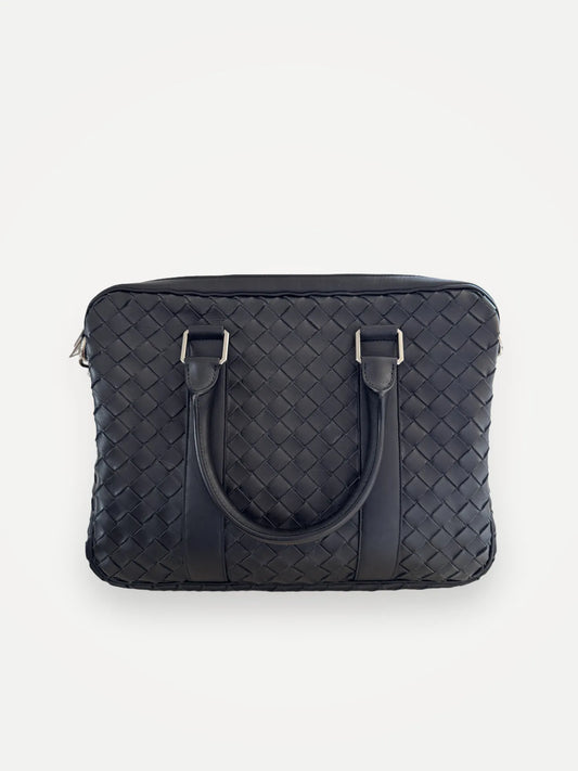 Bottega Veneta Slim Intrecciato Leather Briefcase With Strap Computer case