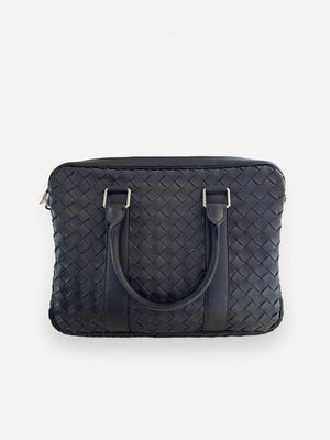Bottega Veneta Slim Intrecciato Leather Briefcase With Strap Computer case