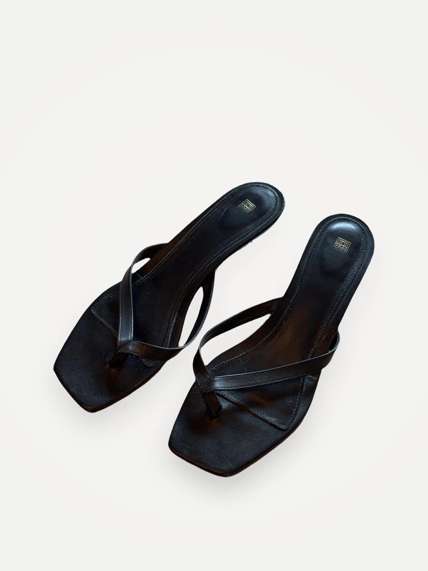 Toteme Leather Heeled Flip Flops Black Heels