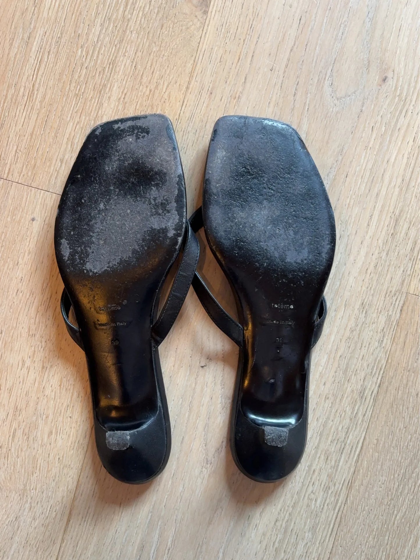 Toteme Leather Heeled Flip Flops Black Heels