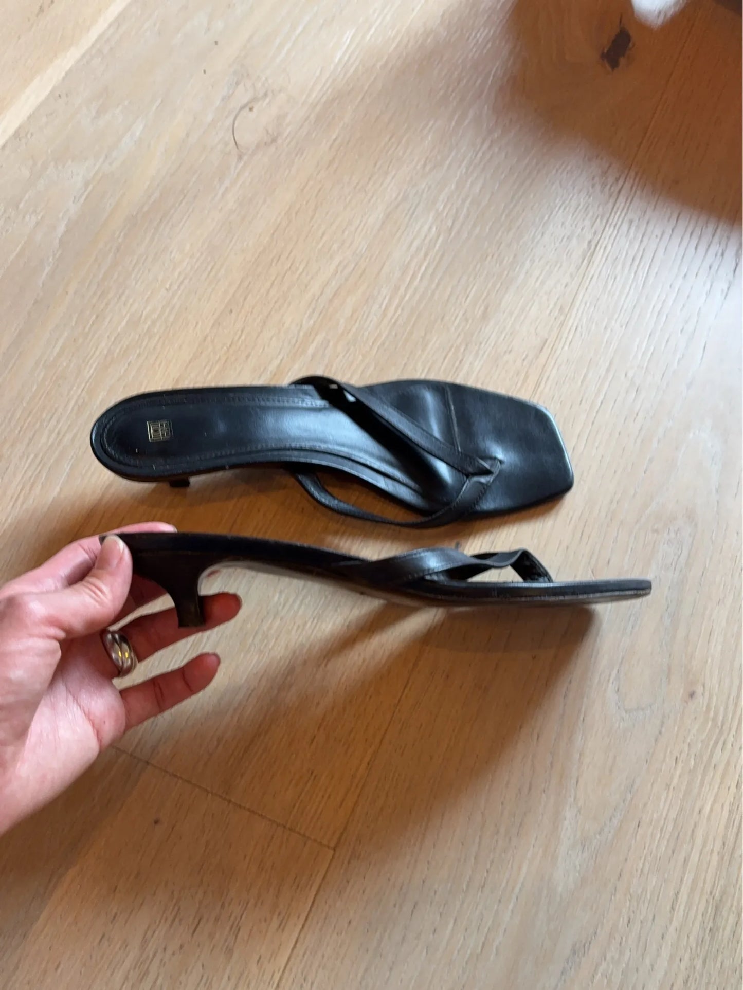 Toteme Leather Heeled Flip Flops Black Heels