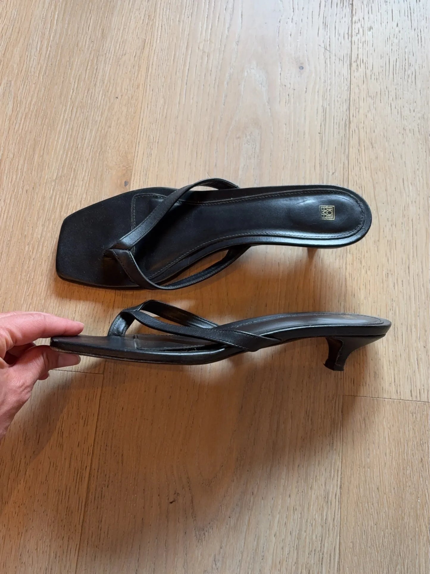 Toteme Leather Heeled Flip Flops Black Heels