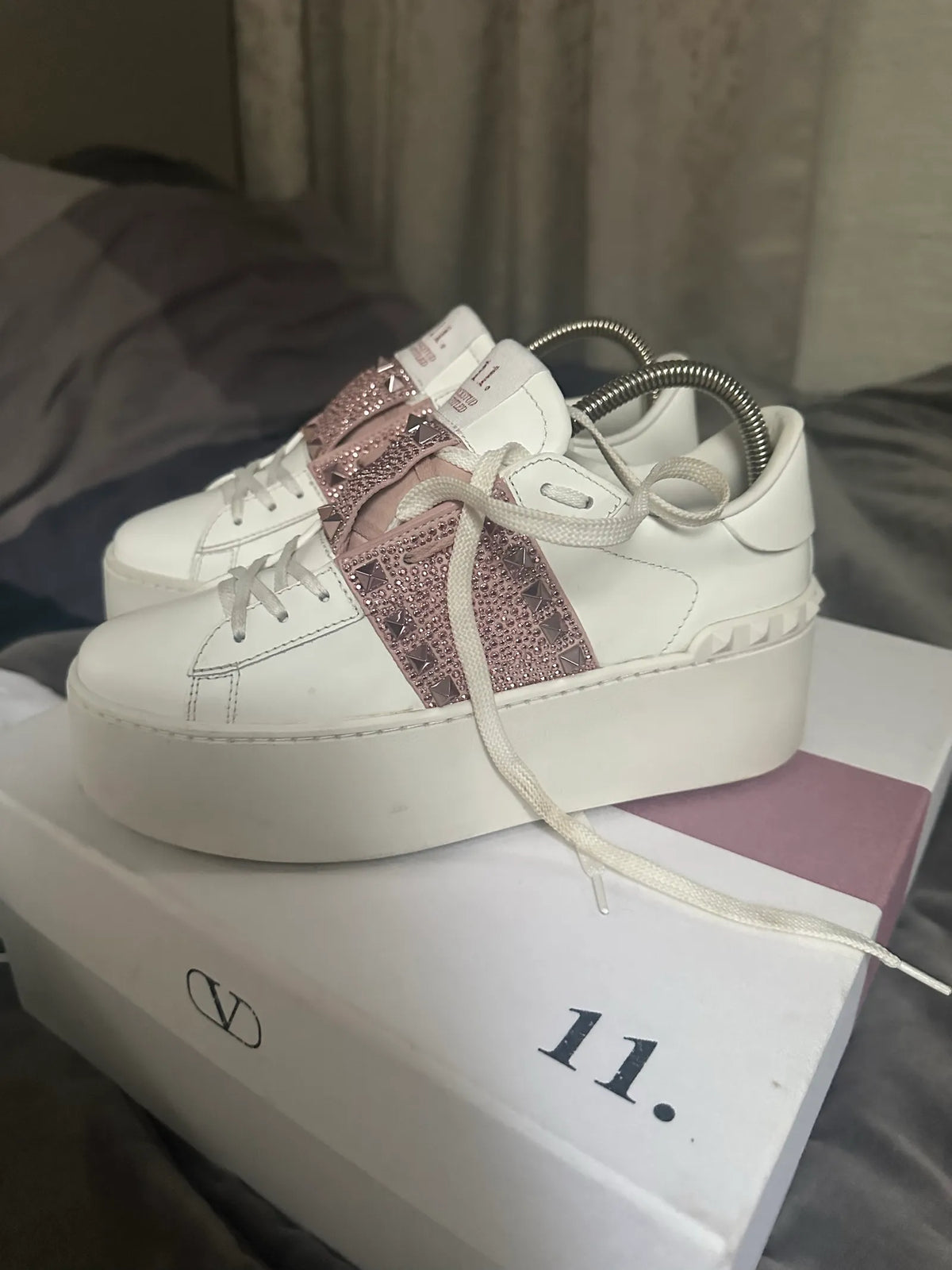 Valentino Flatform Rockstud Untitled Trainer-skinnsneakers