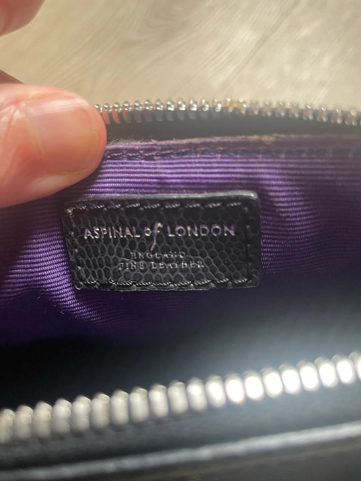 Aspinal Of London Hepburn Black Lizard Handbag