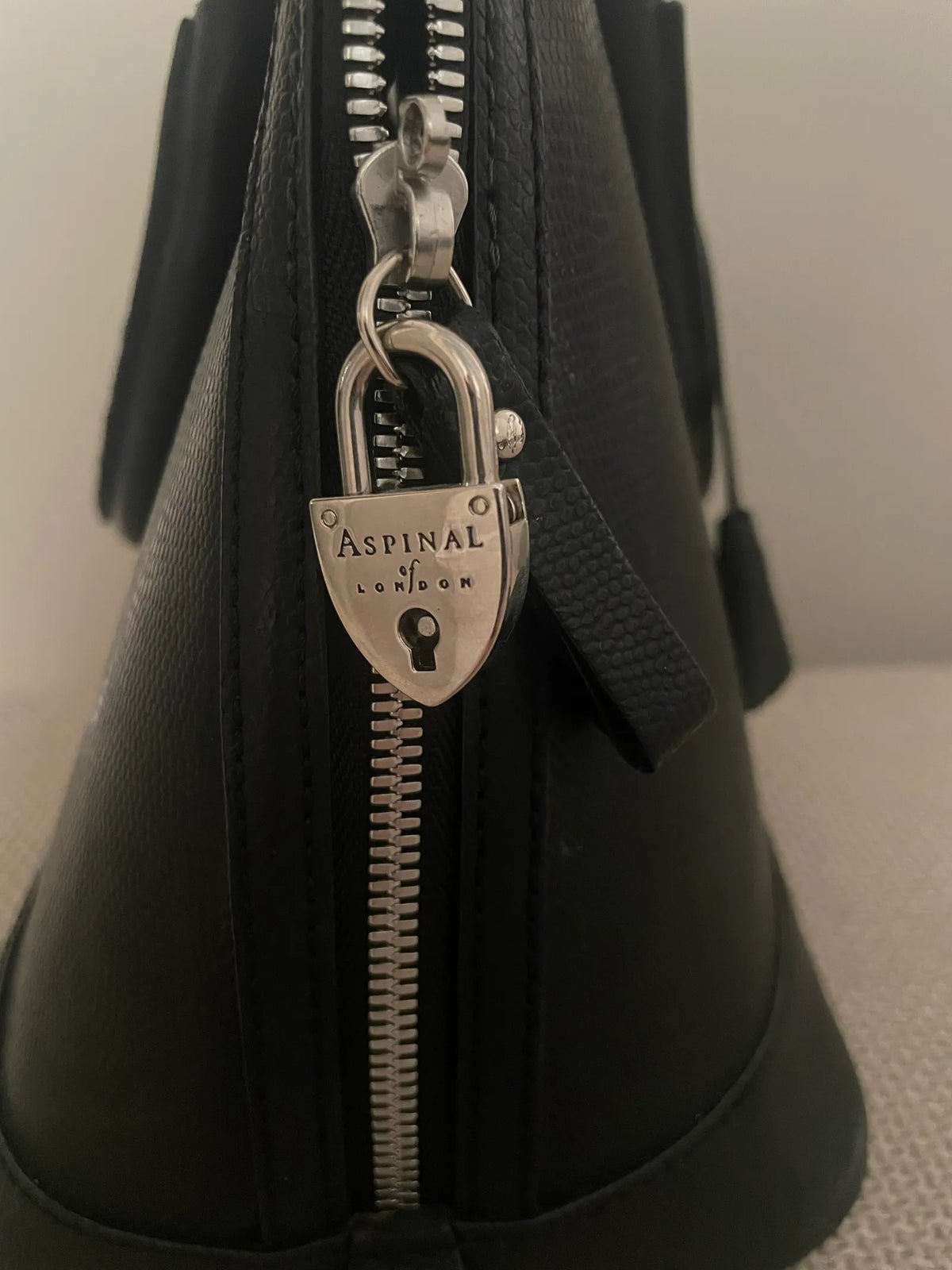 Aspinal Of London Hepburn Black Lizard Handbag