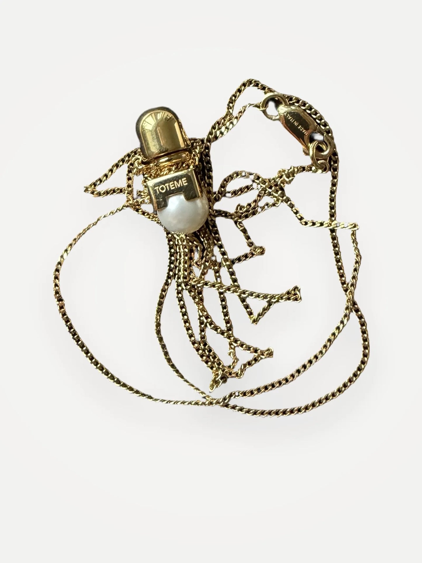 Toteme Long Faux Pearl White-halsband