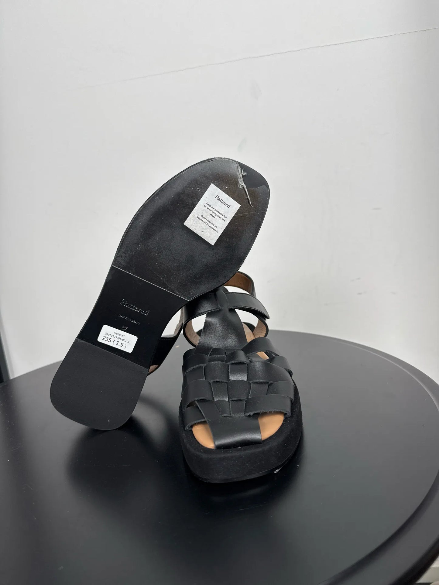 Flattered Gigi Black Leather Sandals