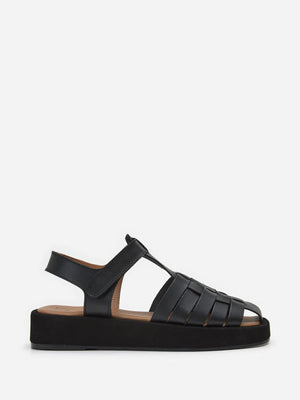 Flattered Gigi Black Leather Sandals