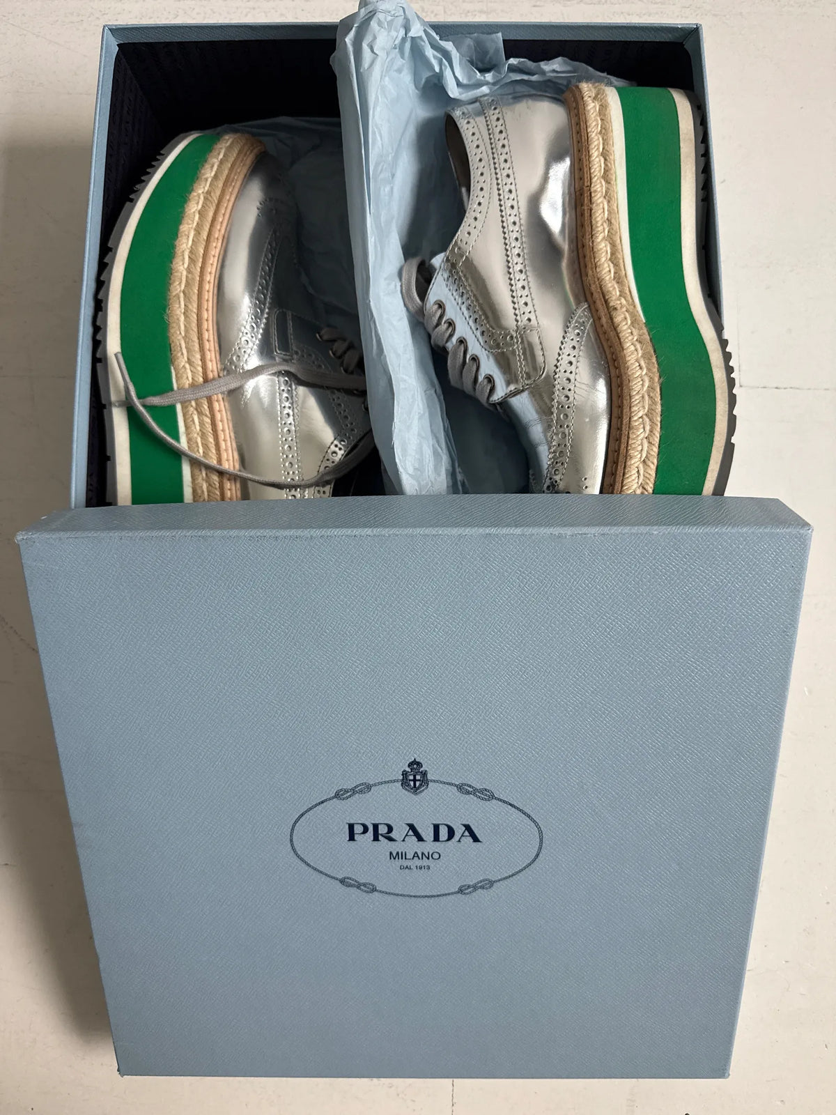 Prada Calzature Donna Round-toe Lace-up Shoes-skinnskor