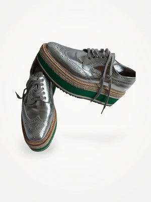 Prada Calzature Donna Round-toe Lace-up Shoes-skinnskor