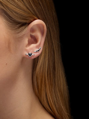 Maria Nilsdotter Pierced Heart Örhänge Silver Svart Spinel Earring