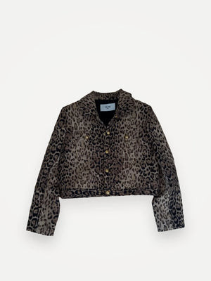 Céline Trucker In Double Wool – Leopard-jacka NWOT