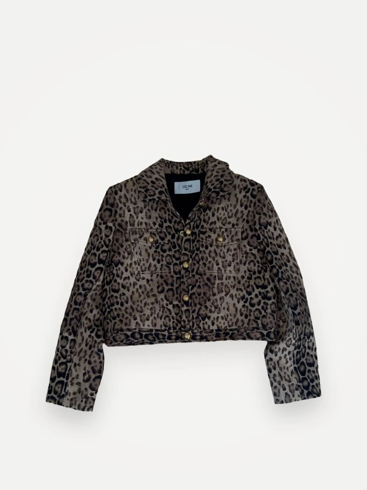 Céline Trucker In Double Wool – Leopard-jacka NWOT