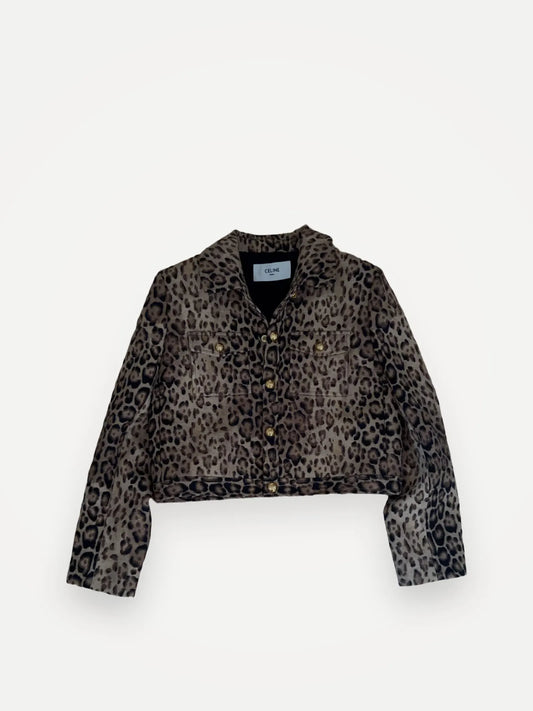 Céline Trucker In Double Wool – Leopard-jacka NWOT