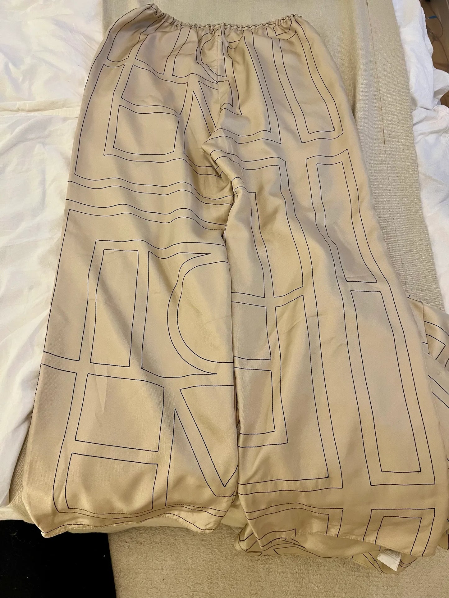 Toteme Monogram Silk Pj Bottoms Trousers