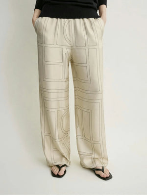 Toteme Monogram Silk Pj Bottoms Trousers