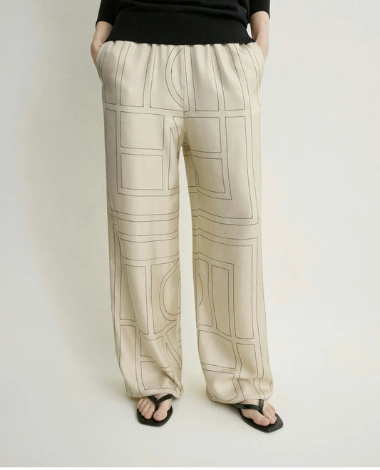 Toteme Monogram Silk Pj Bottoms Trousers