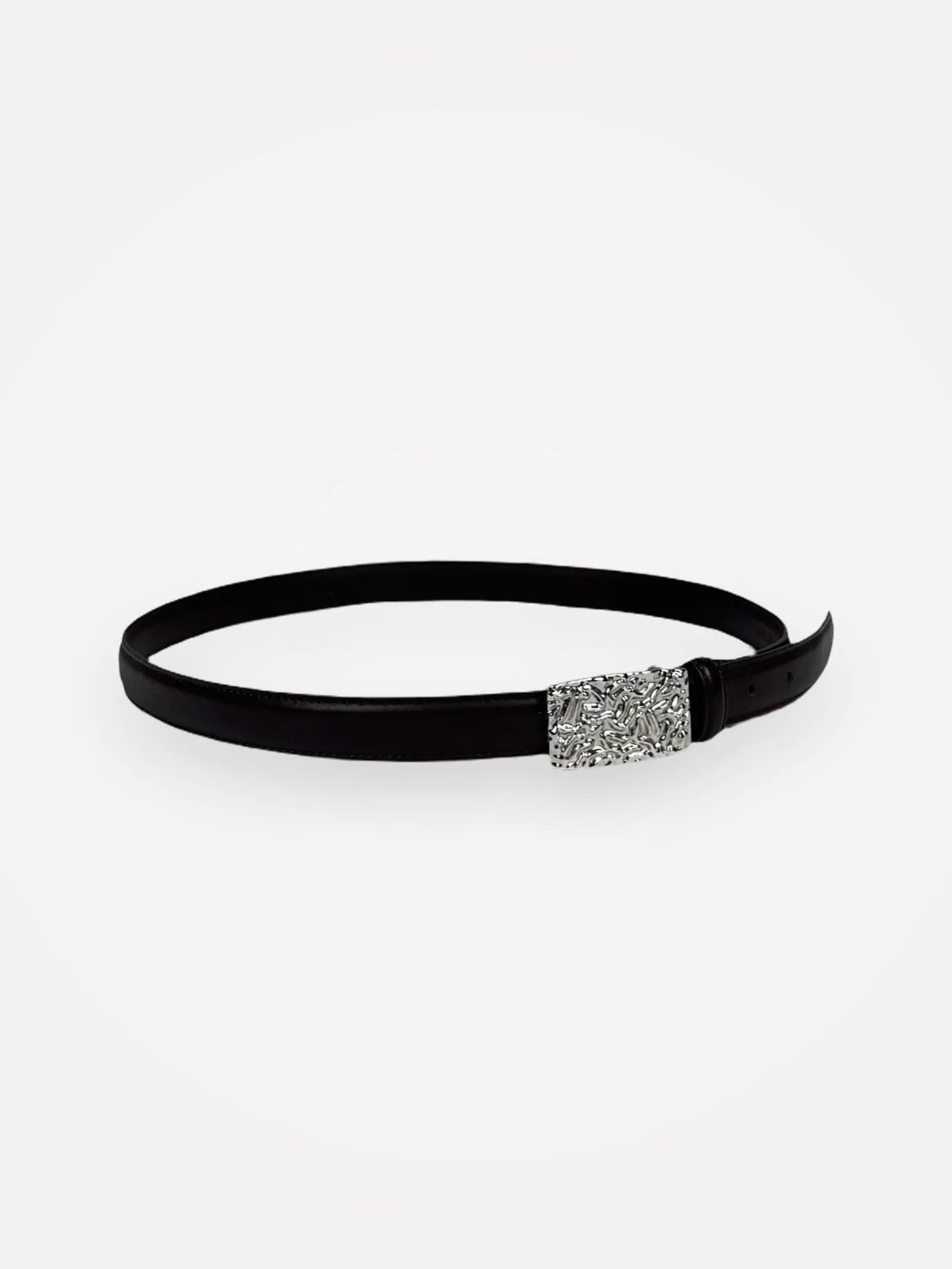 Dagmar Silver Buckle Belt-skinnbälte