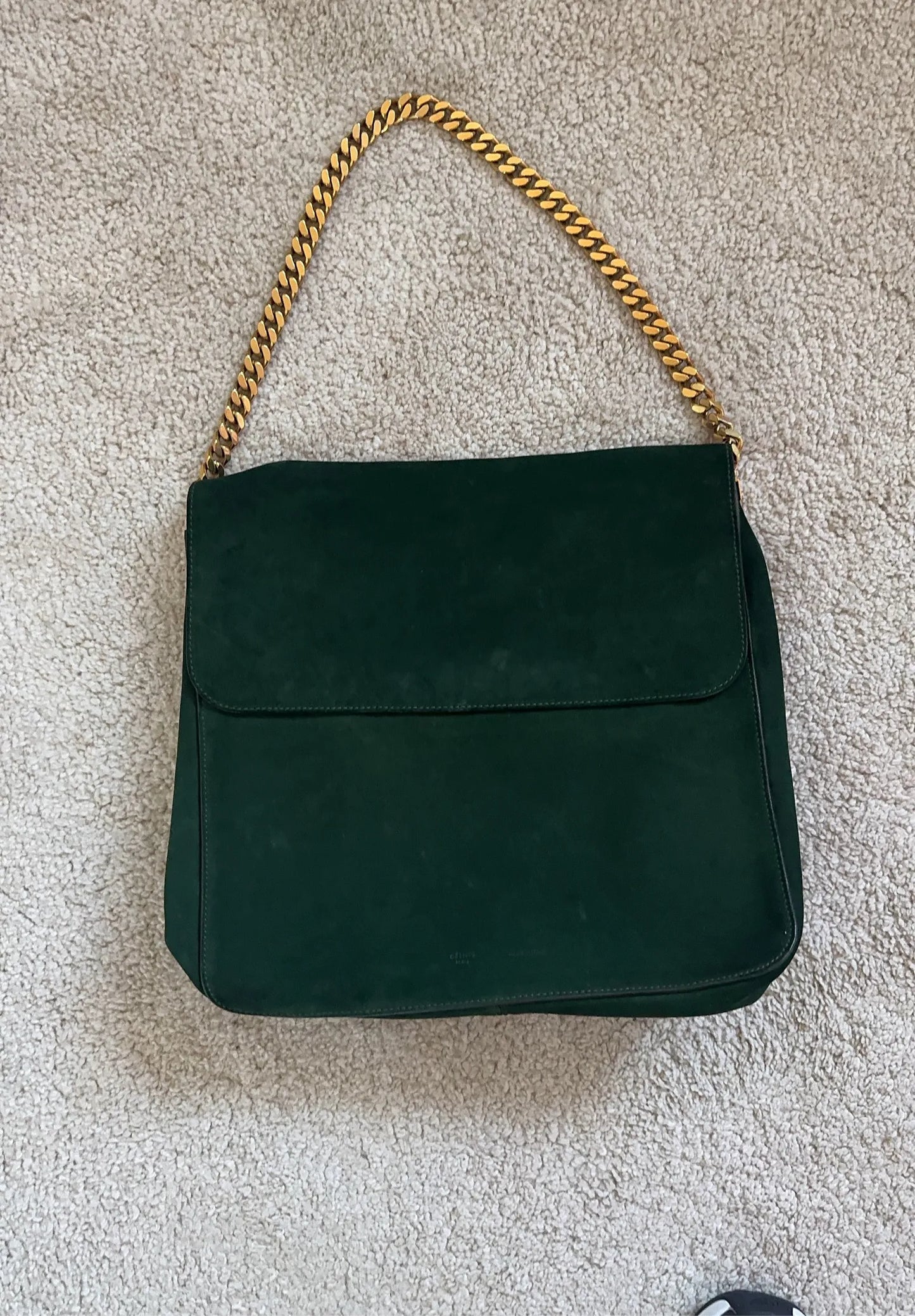 Céline Gourmette Suede Green Shoulder bag