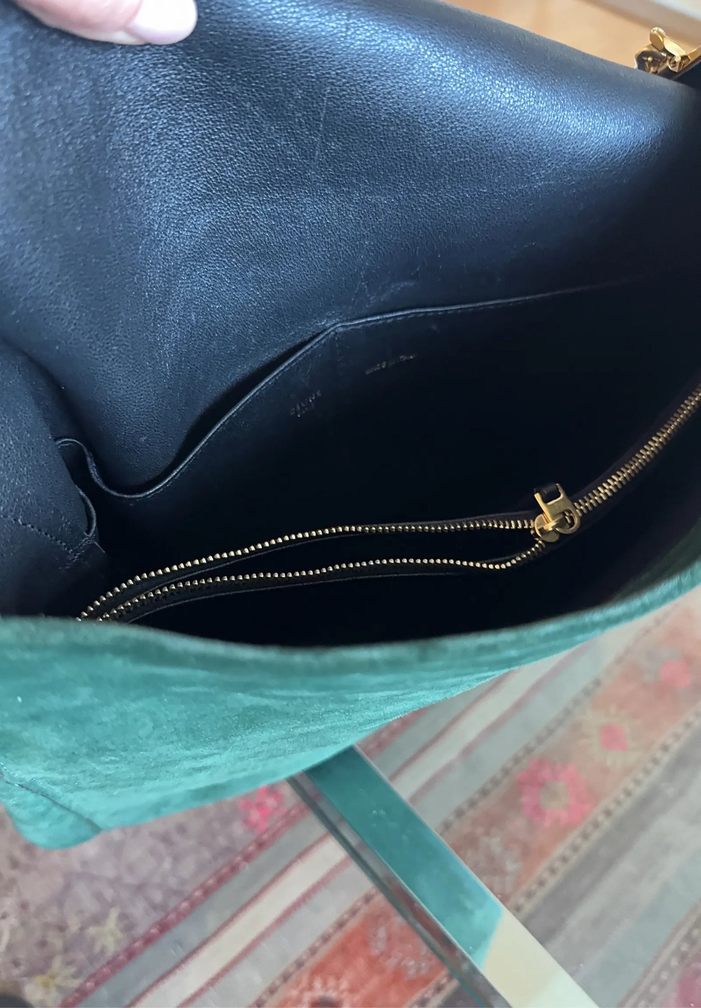 Céline Gourmette Suede Green Shoulder bag