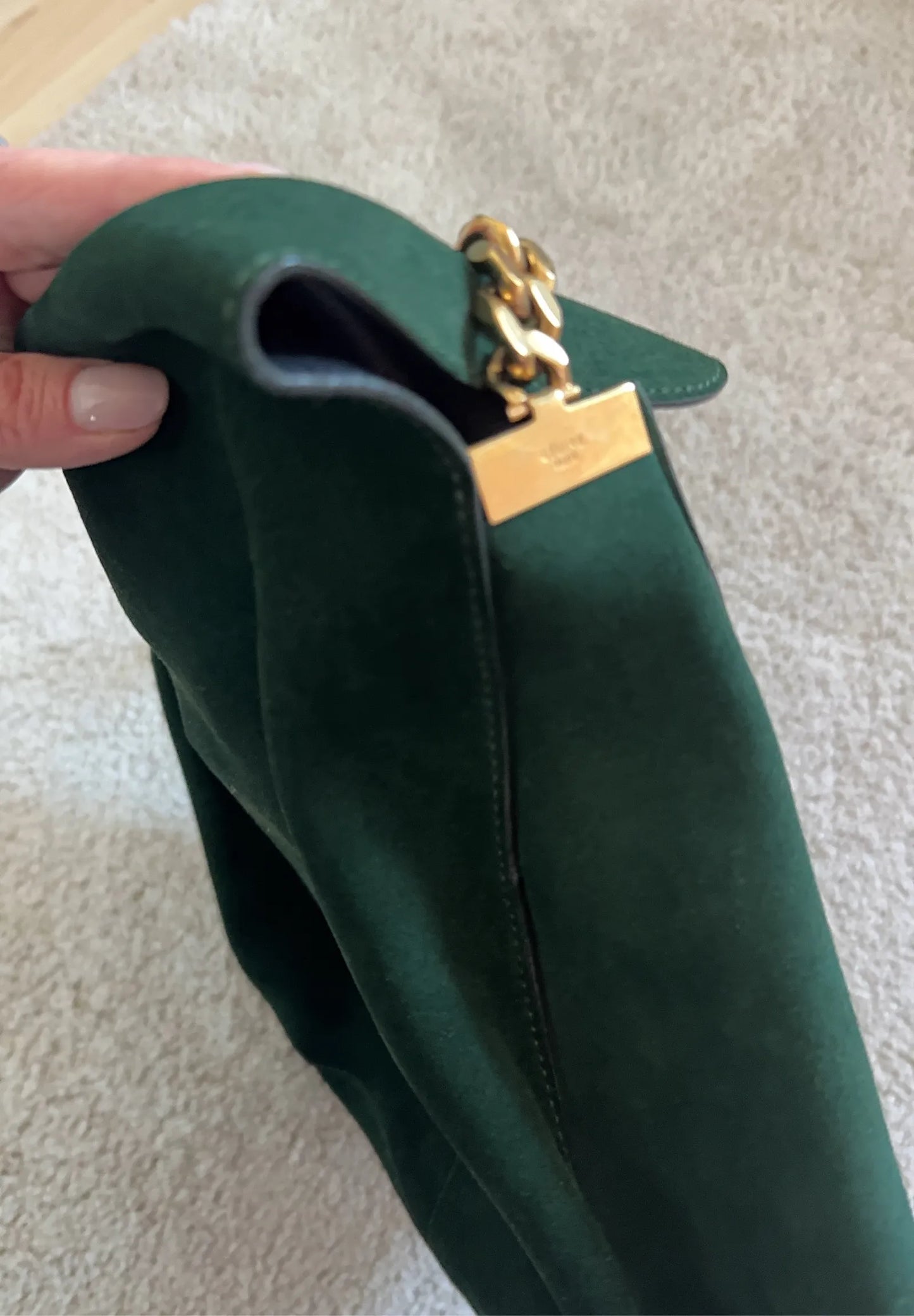 Céline Gourmette Suede Green Shoulder bag