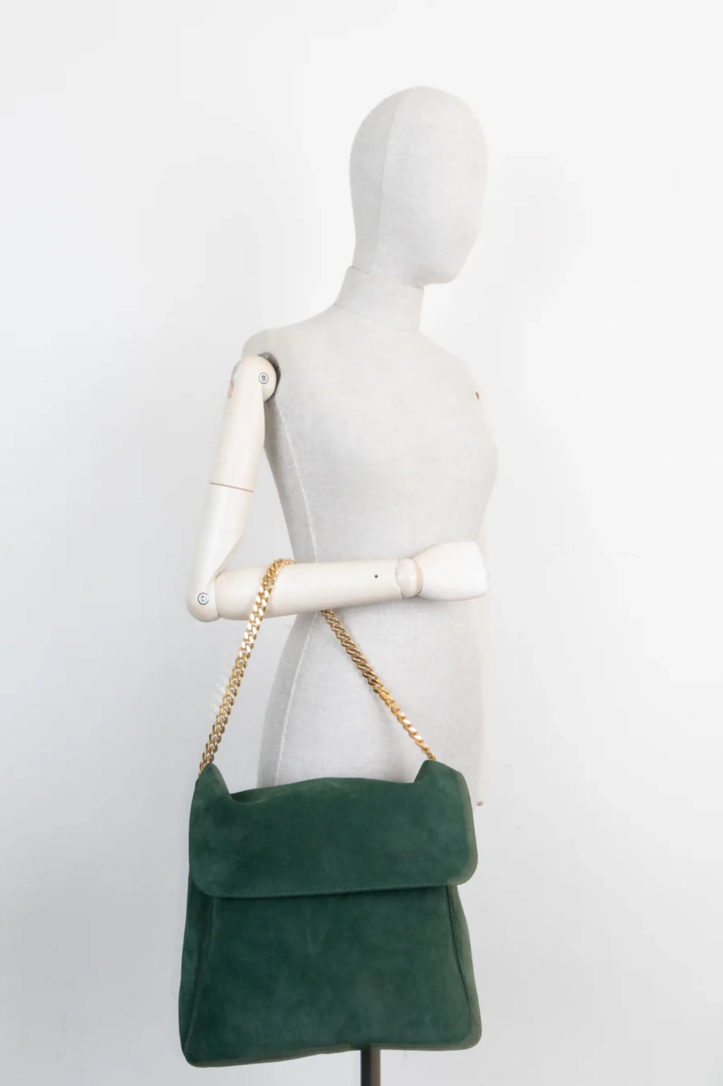 Céline Gourmette Suede Green Shoulder bag