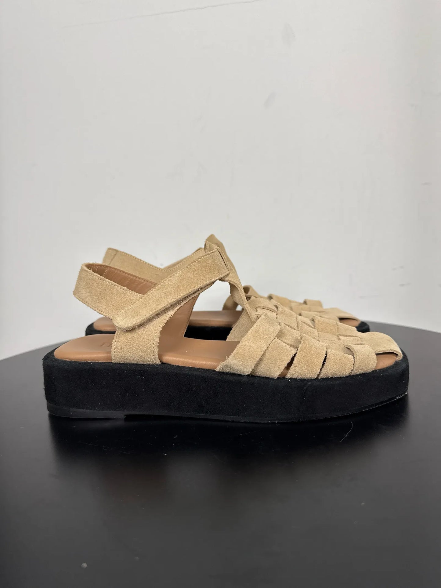 Flattered Gigi Beige Suede Sandals