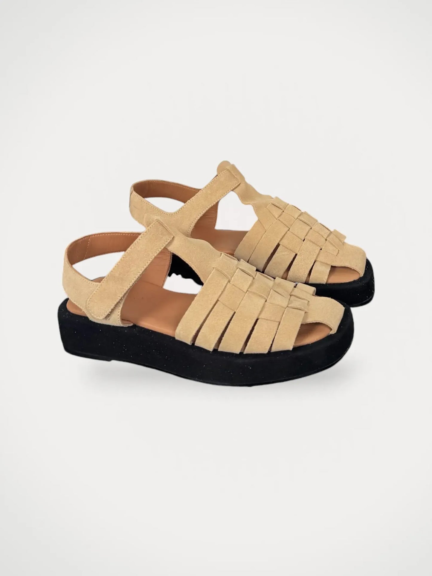 Flattered Gigi Beige Suede Sandals