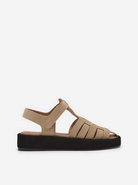 Flattered Gigi Beige Suede-sandaler
