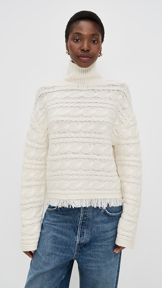 Guest In Residence Cropped Cable Turtleneck-ullpolotröja