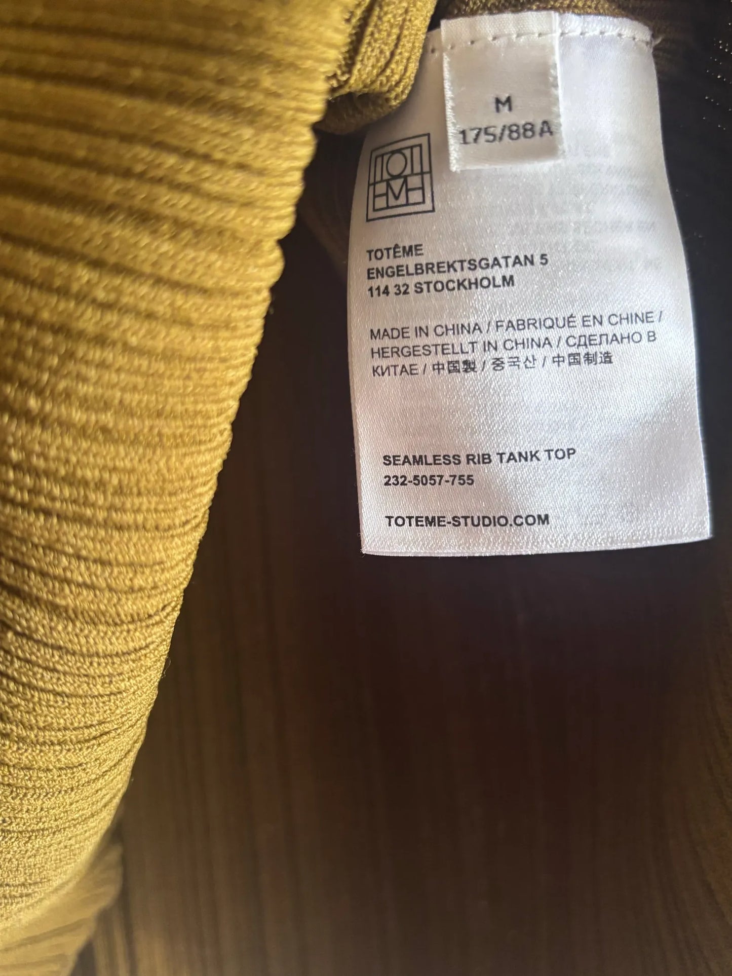Toteme Ribbat /seamless Rib Tank - Khaki Camisole