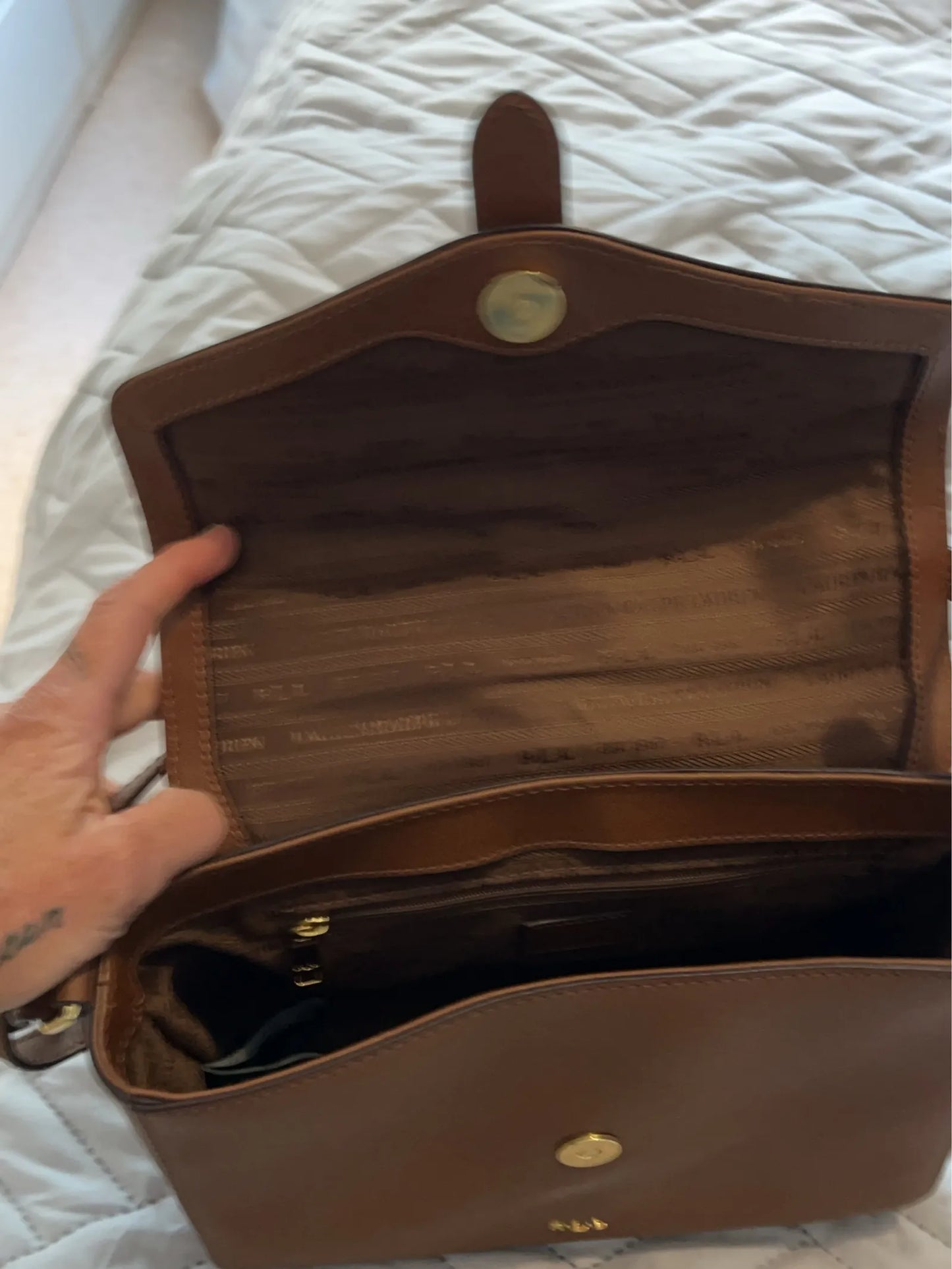 Ralph Lauren Raloh Lauren-skinnhandväska NWOT