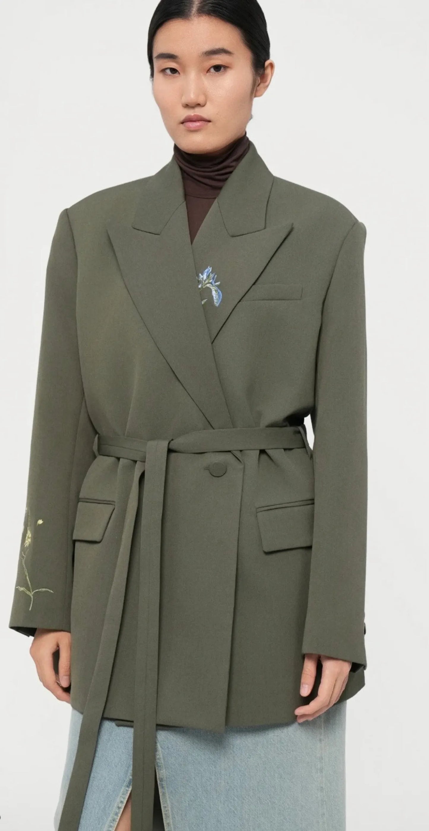 Rodebjer Stand Embroidery - Dark Moss Blazer