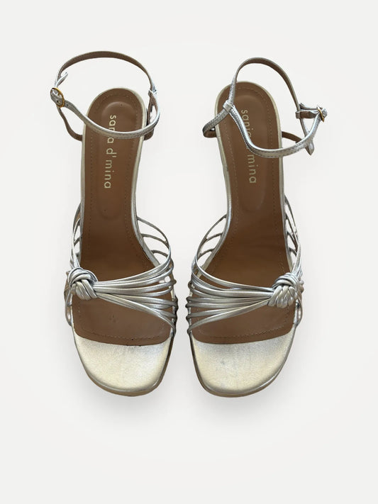 Sania d’Mina Bondi Silver Metallic Sandalett-skinnklackar
