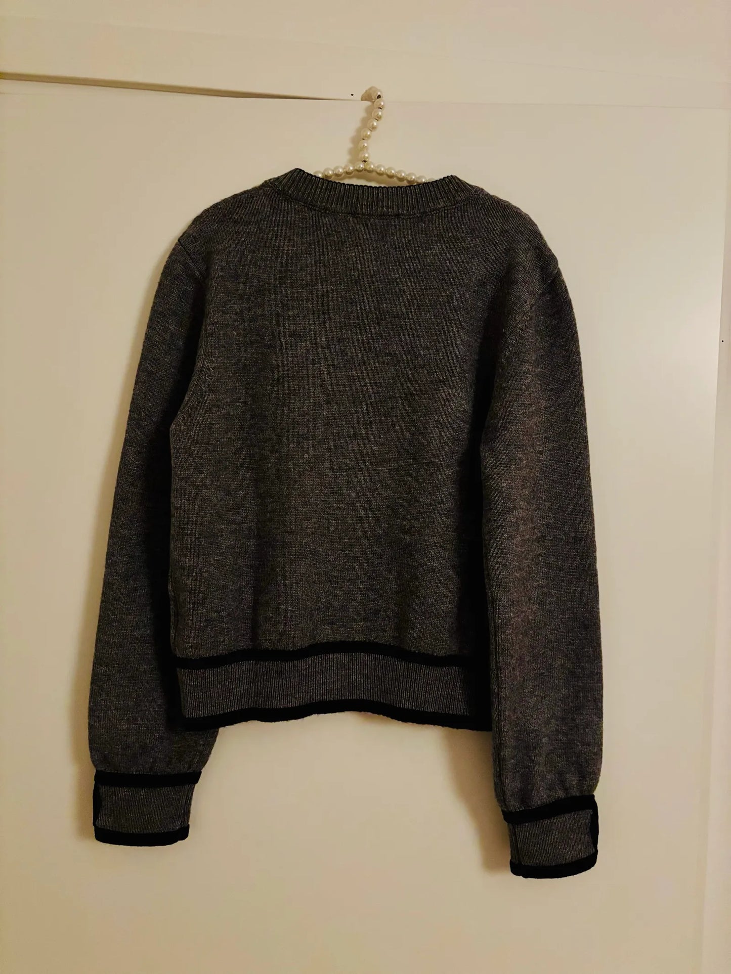 Chanel Grey Cashmere Knit With Gold Hardware Cardigan