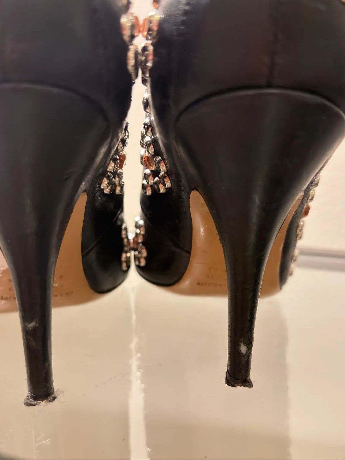 Isabel Marant Nib Clemence Black Leather Studded-skinnklackar